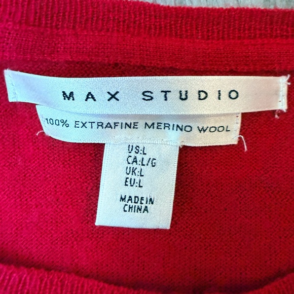 Max Studio Red Wool Sweater size L - Picture 4 of 6